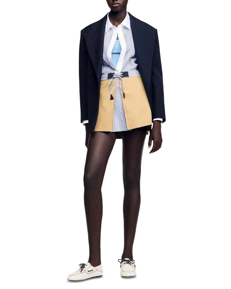 Short Dual Material Skirt