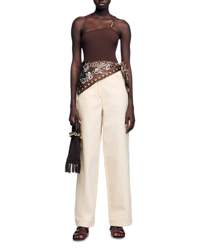 Angele Asymmetric Ribbed Leotard