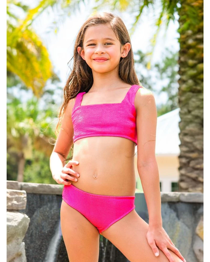 Girls' Fay Crinkle Square Neck Two Piece Swimsuit - Little Kid, Big Kid