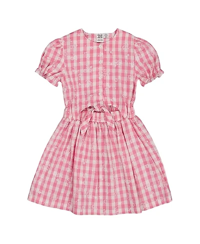 Deux par Girls' Puff Sleeve Dress with Waist Tie - Big Kid