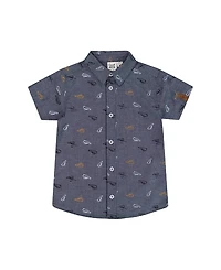 Deux par Deux Boys' Printed Chambray Short Sleeve Shirt - Little Kid