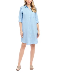 Roll Tab Linen Shirt Dress