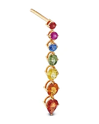 Multicolor Sapphire Linear Drop Earrings in 14K Yellow Gold
