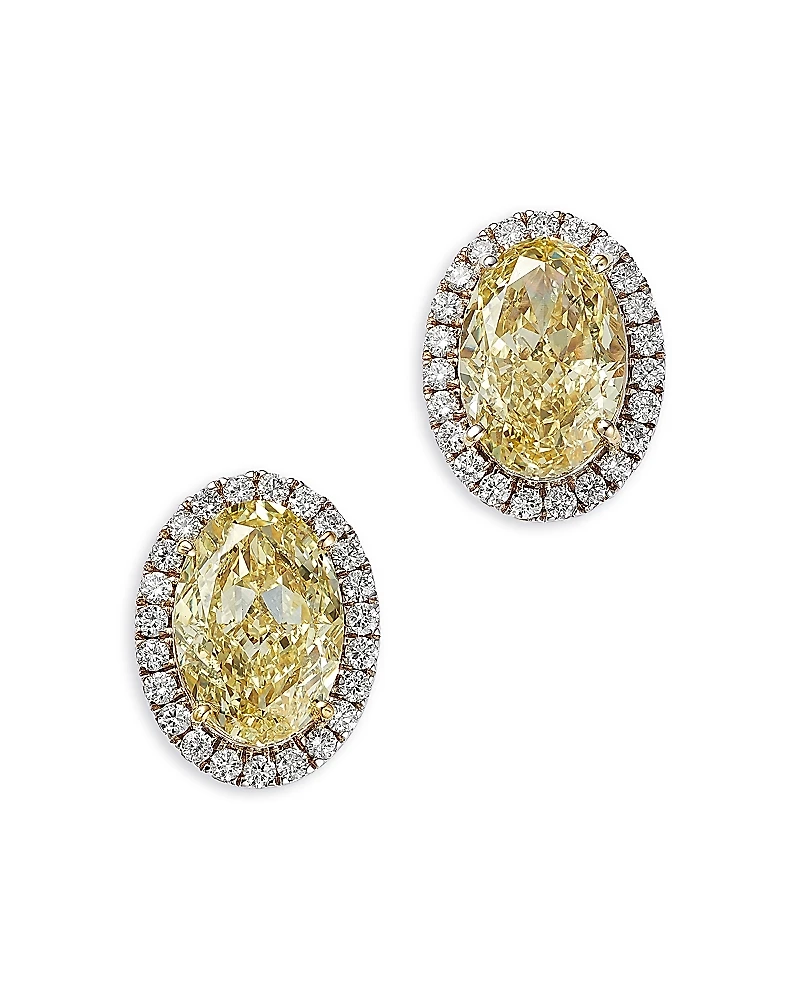 Bloomingdale's Fine Collection Certified Lab Grown Yellow & White Diamond Halo Earrings