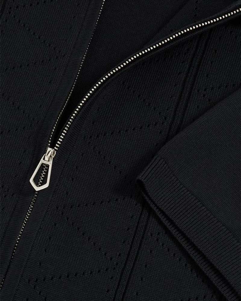 Pointelle Zip Front Shirt
