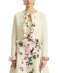 Oscar de la Renta Cherry Blossom Bubble Twist Trim Cardigan