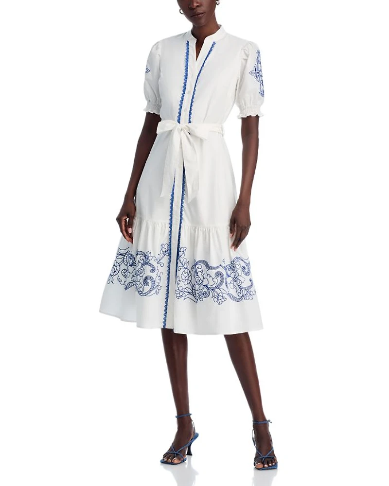 Belted Embroidered Dress
