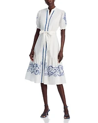 Belted Embroidered Dress