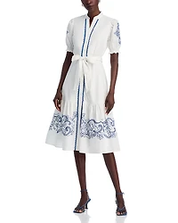 T Tahari Belted Embroidered Dress