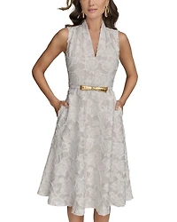 Belted Jacquard Dress