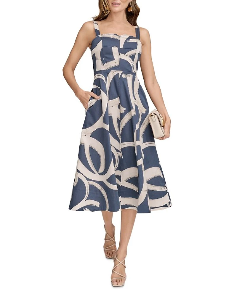 Abstract Print Midi Dress