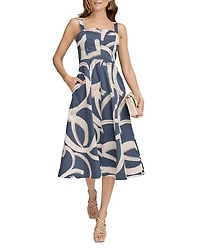 Abstract Print Midi Dress