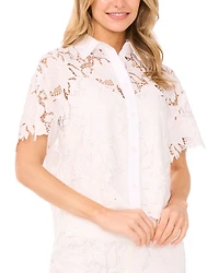 Short Sleeve All Over Lace Blouse