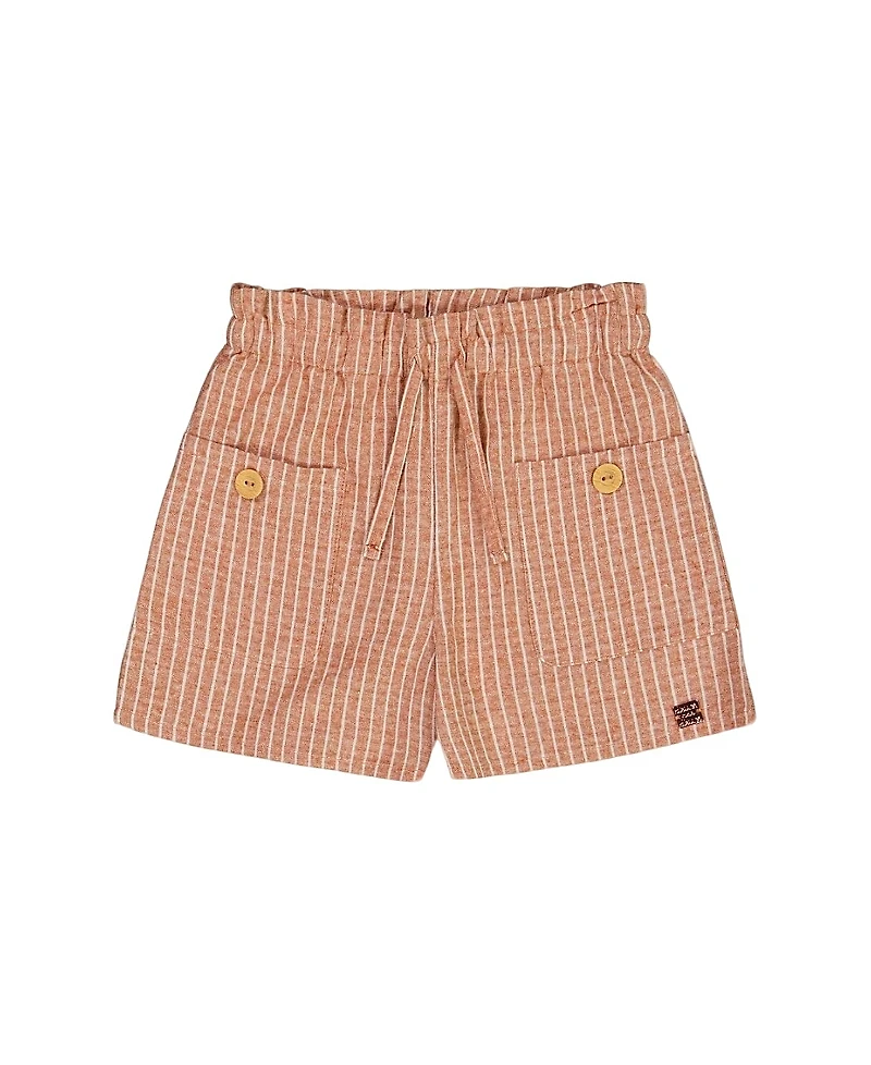 Deux par Deux Girls' Linen Short with Pockets- Little Kid