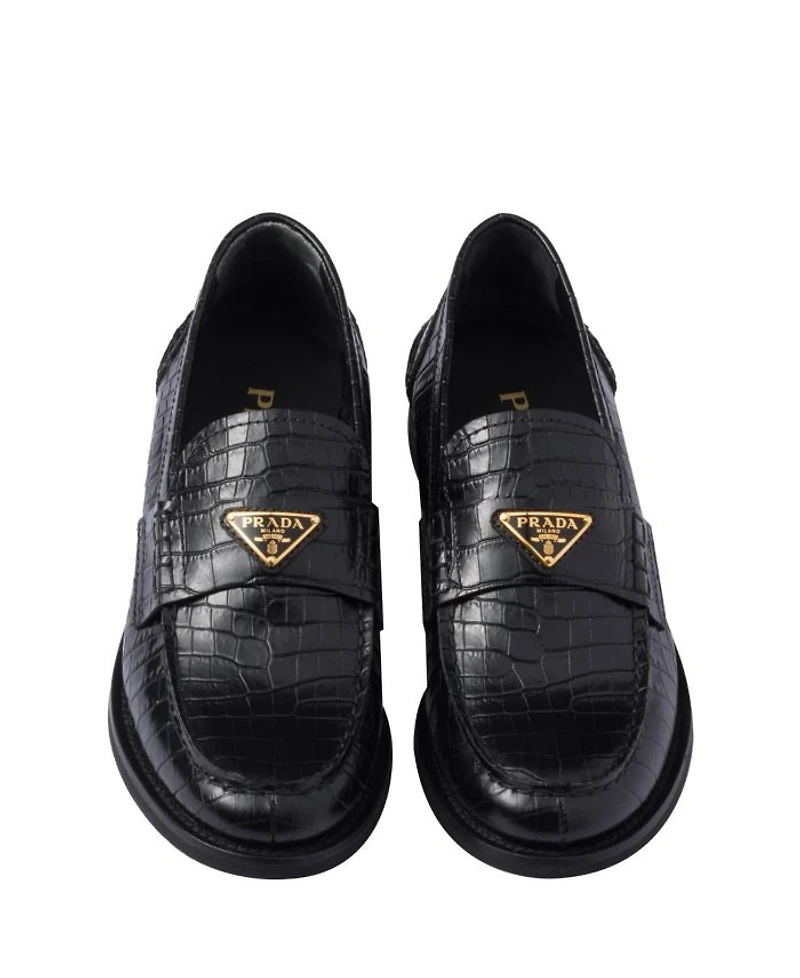Women's Croco-Print Leather Loafers
