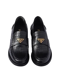 Women's Croco-Print Leather Loafers