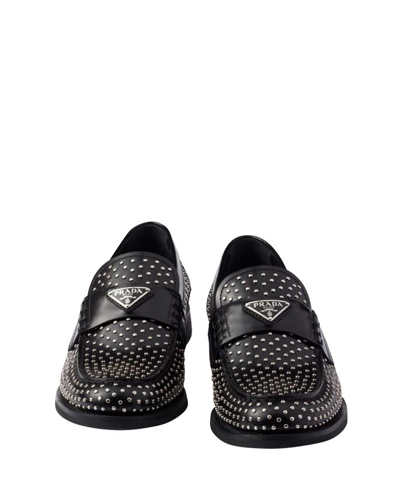 Women's Studded Brushed Leather Loafers