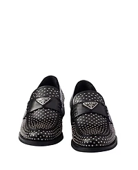 Women's Studded Brushed Leather Loafers