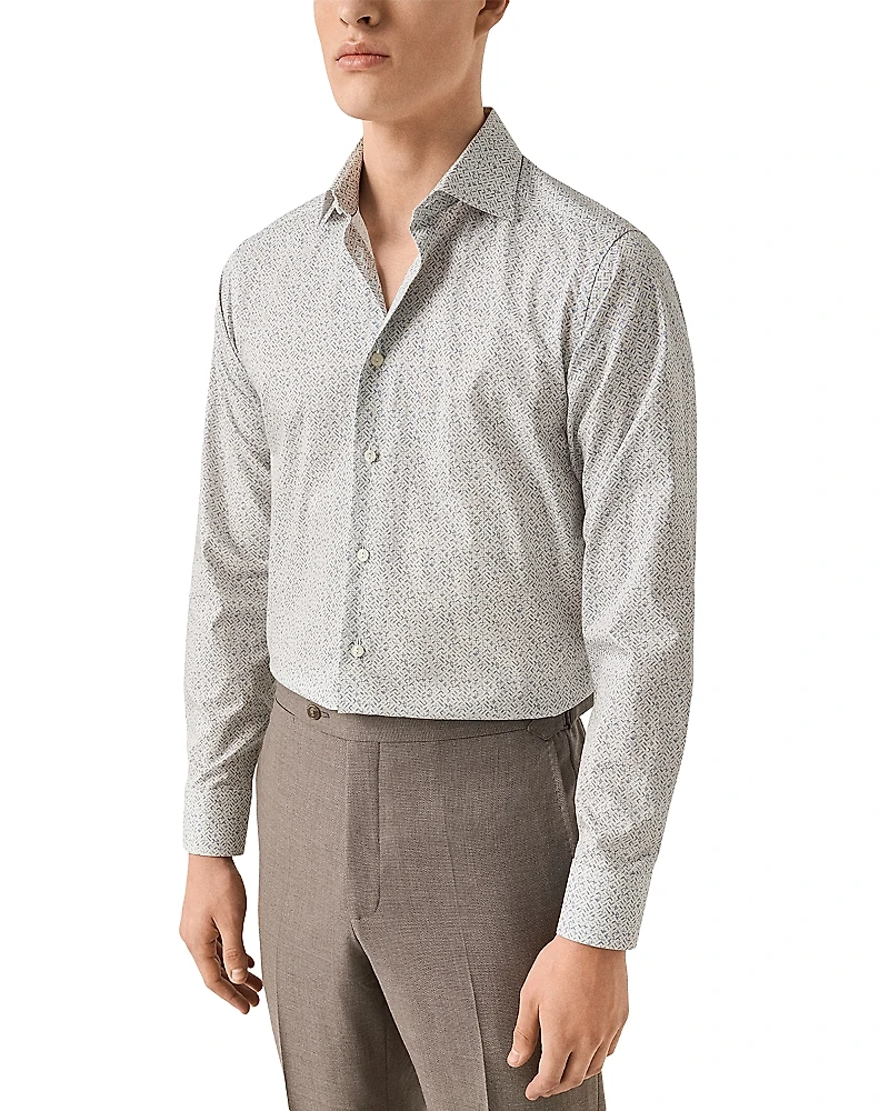 Eton Printed Long Sleeve Button Front Shirt