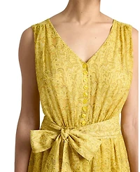 LANITA Sleeveless Fit and Flare Hi Lo Dress Printed Georgette