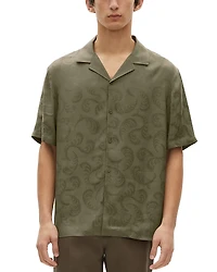 The Kooples Tonal Paisley Regular Fit Jacquard Camp Shirt