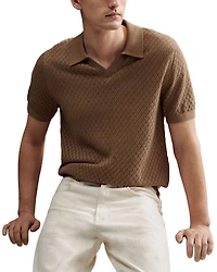 Diamond Pointelle Stitch Regular Fit Short Sleeve Sweater
