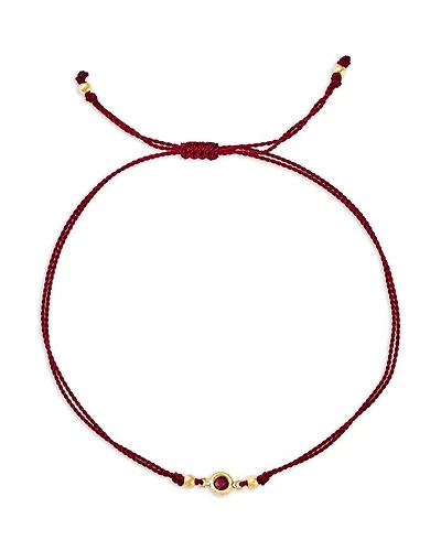 14K Yellow Gold Floating Ruby Solitaire Cord Slider Bracelet