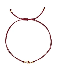 14K Yellow Gold Floating Ruby Solitaire Cord Slider Bracelet