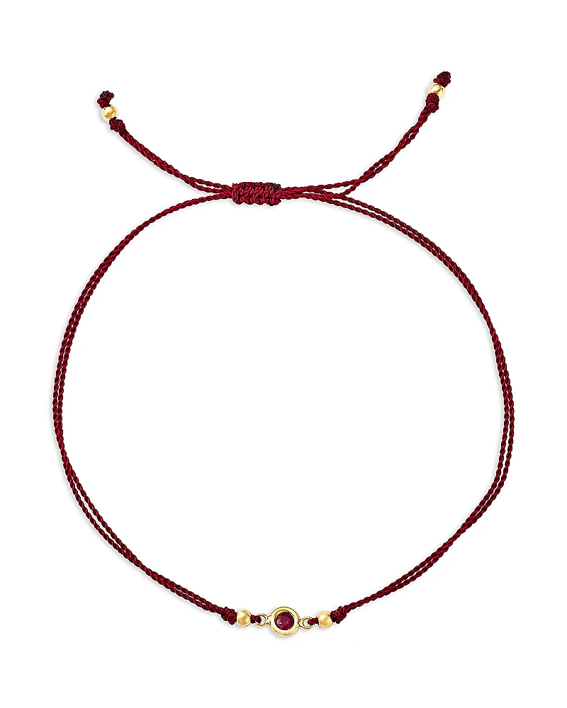 Zoe Chicco 14K Yellow Gold Floating Ruby Solitaire Cord Slider Bracelet