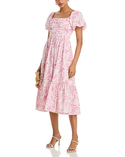 Aqua Floral Midi Dress - Exclusive