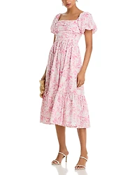 Aqua Floral Midi Dress - Exclusive