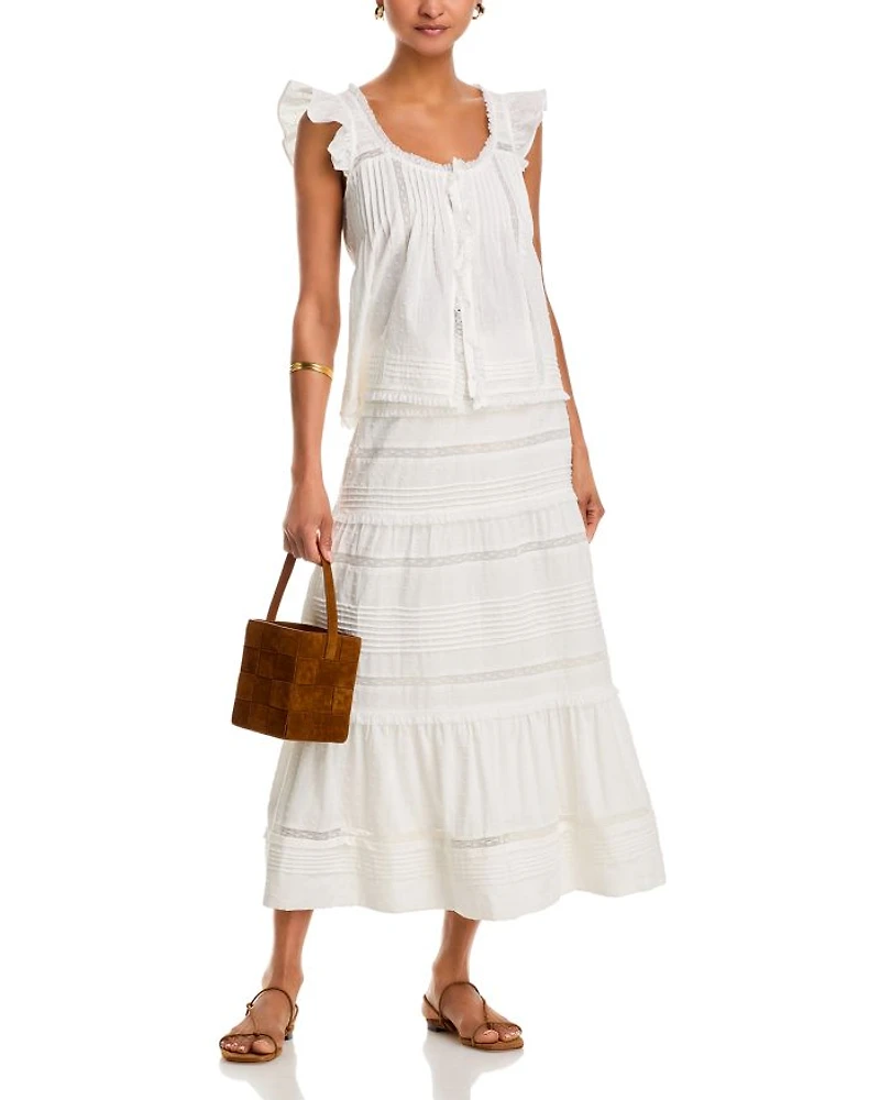 Pintuck Lace Inset Tank - Exclusive