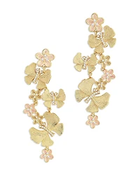 Anabel Aram Pave Butterfly & Flowers Linear Drop Earrings