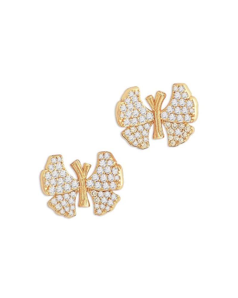 Pavé Butterfly Stud Earrings in 18K Gold Plated