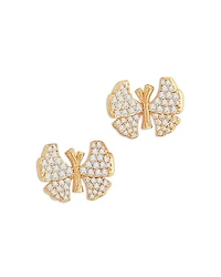 Pavé Butterfly Stud Earrings in 18K Gold Plated
