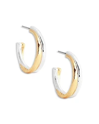 Farrier 18K Yellow Gold Plated & Sterling Silver Hoop Earrings, 1" diameter