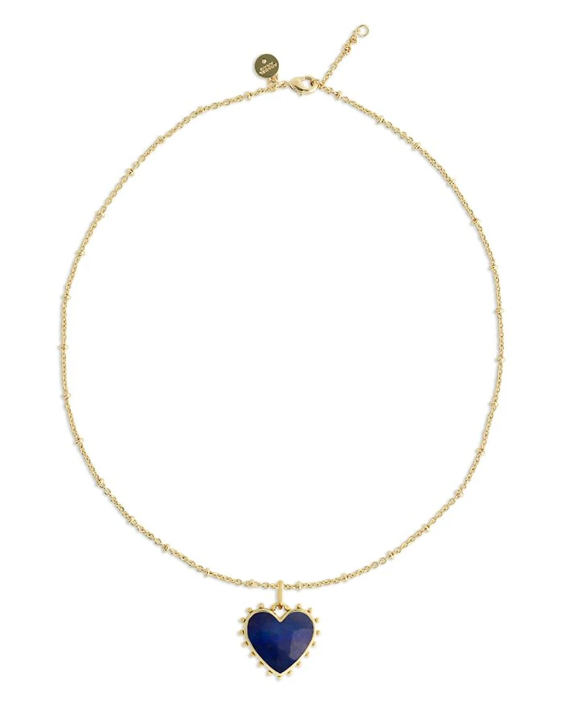 Heart Stone 18K Yellow Gold Plated Necklace, 19"L