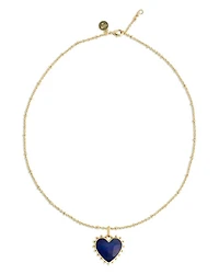 Heart Stone 18K Yellow Gold Plated Necklace, 19"L