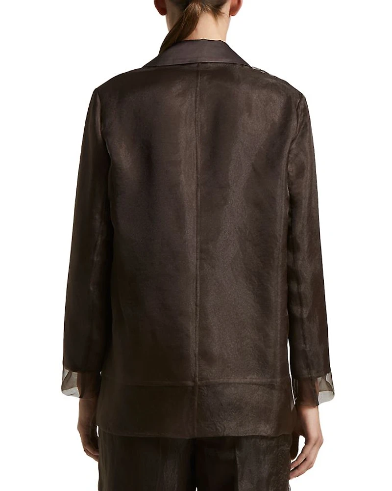 Single Breasted Mesh Overlay Jacket