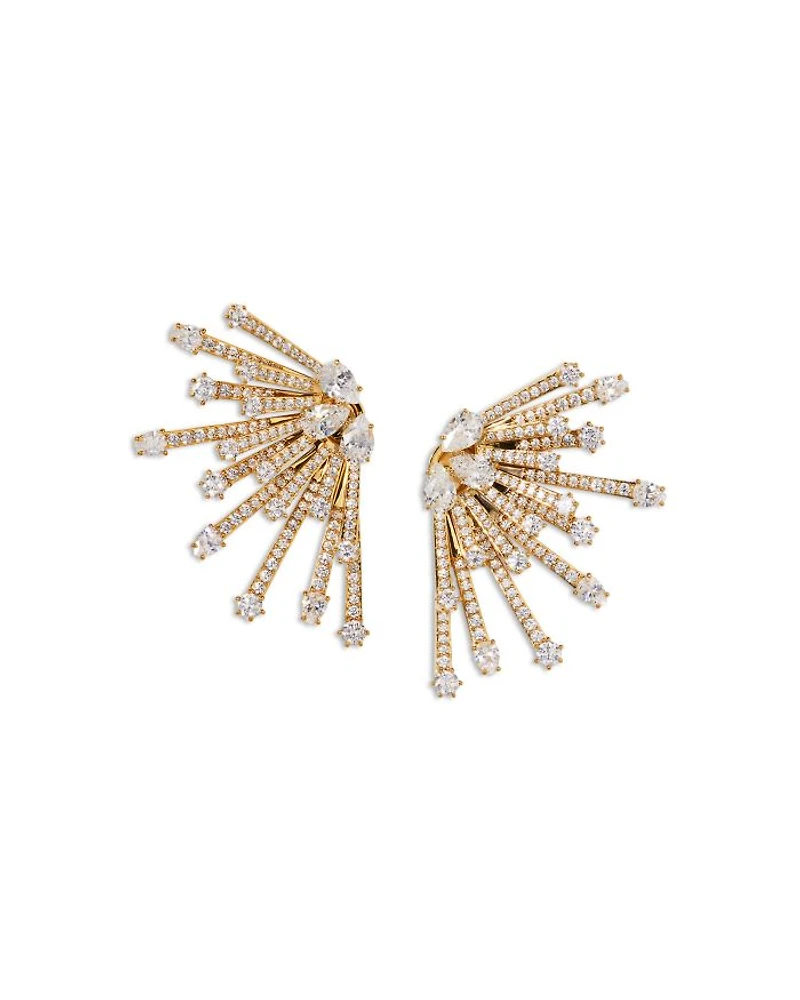 Cubic Zirconia Starlet Jacket Earrings in Gold Tone