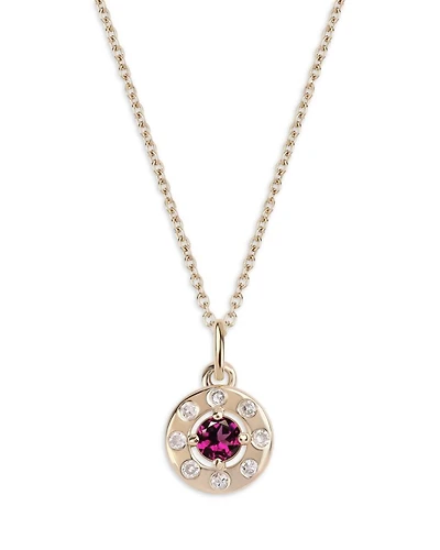 14K Yellow Gold Diamond & Rhodolite Pendant Necklace, 16-20"