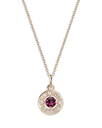 Moon & Meadow 14K Yellow Gold Diamond & Rhodolite Pendant Necklace, 16-20