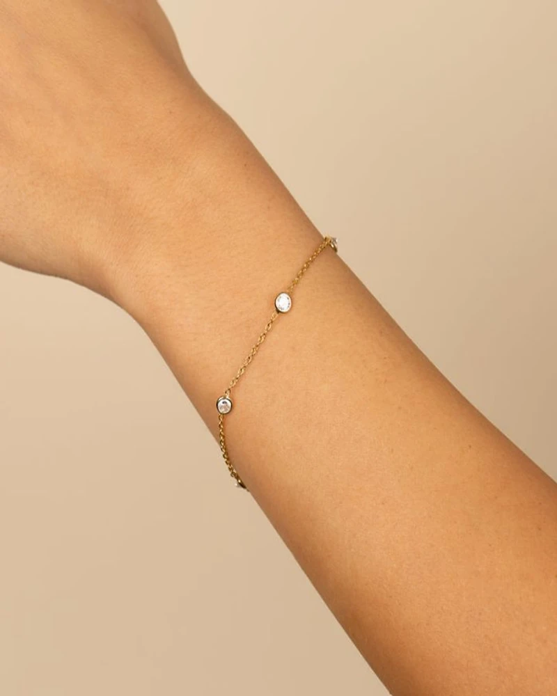 Diamond By The Yard Cubic Zirconia Sterling Silver Link Bracelet