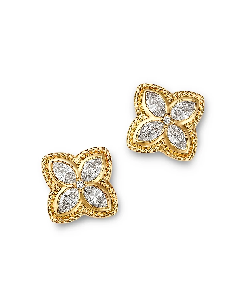 Bloomingdale's Fine Collection Diamond Marquis & Round Clover Stud Earrings
