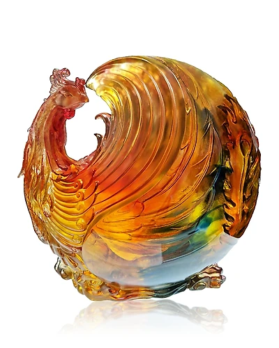 Liuli Lifted By Winds, High Above Clouds Crystal Phoenix Figurine