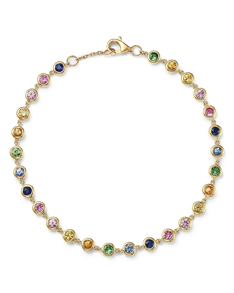 Bloomingdale's Fine Collection Rainbow Sapphire Bezel Link Bracelet