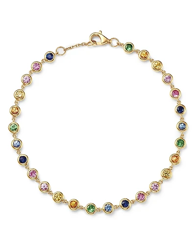 Bloomingdale's Fine Collection Rainbow Sapphire Bezel Link Bracelet