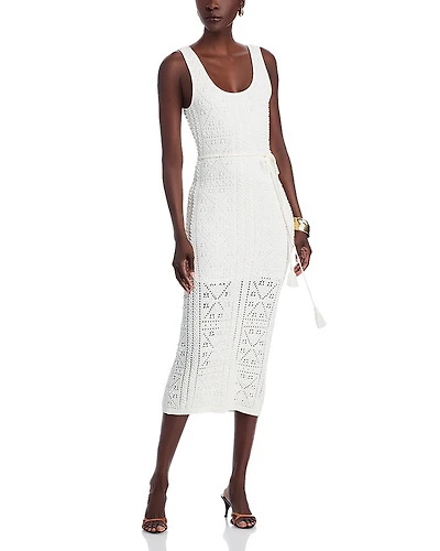 Milly Bubble Pointelle Knit Midi Dress