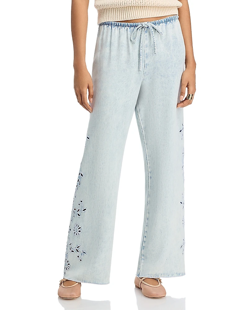 Bella Dahl Linen Side Embroidered Beach Pants