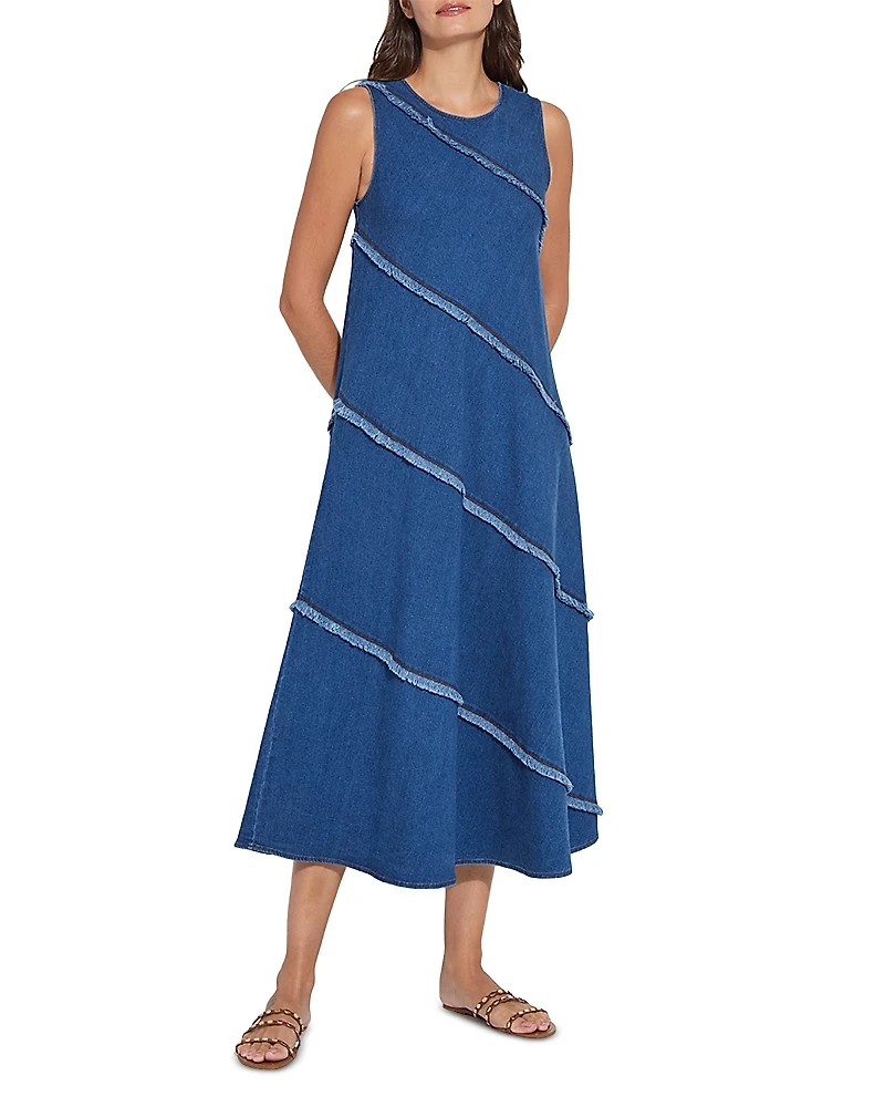 Lysse Mirabella Denim Fringe Midi Dress